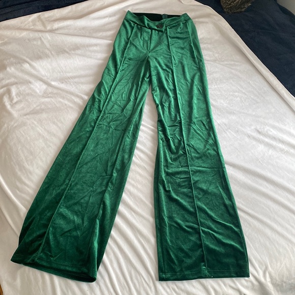 Fashion Nova Felt Wide Leg Emerald Pant Size Small - Picture 4 of 6